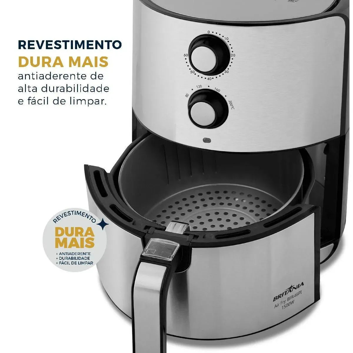 Air Fryer Britânia 4,6L Antiaderente 1500W BFR46PI