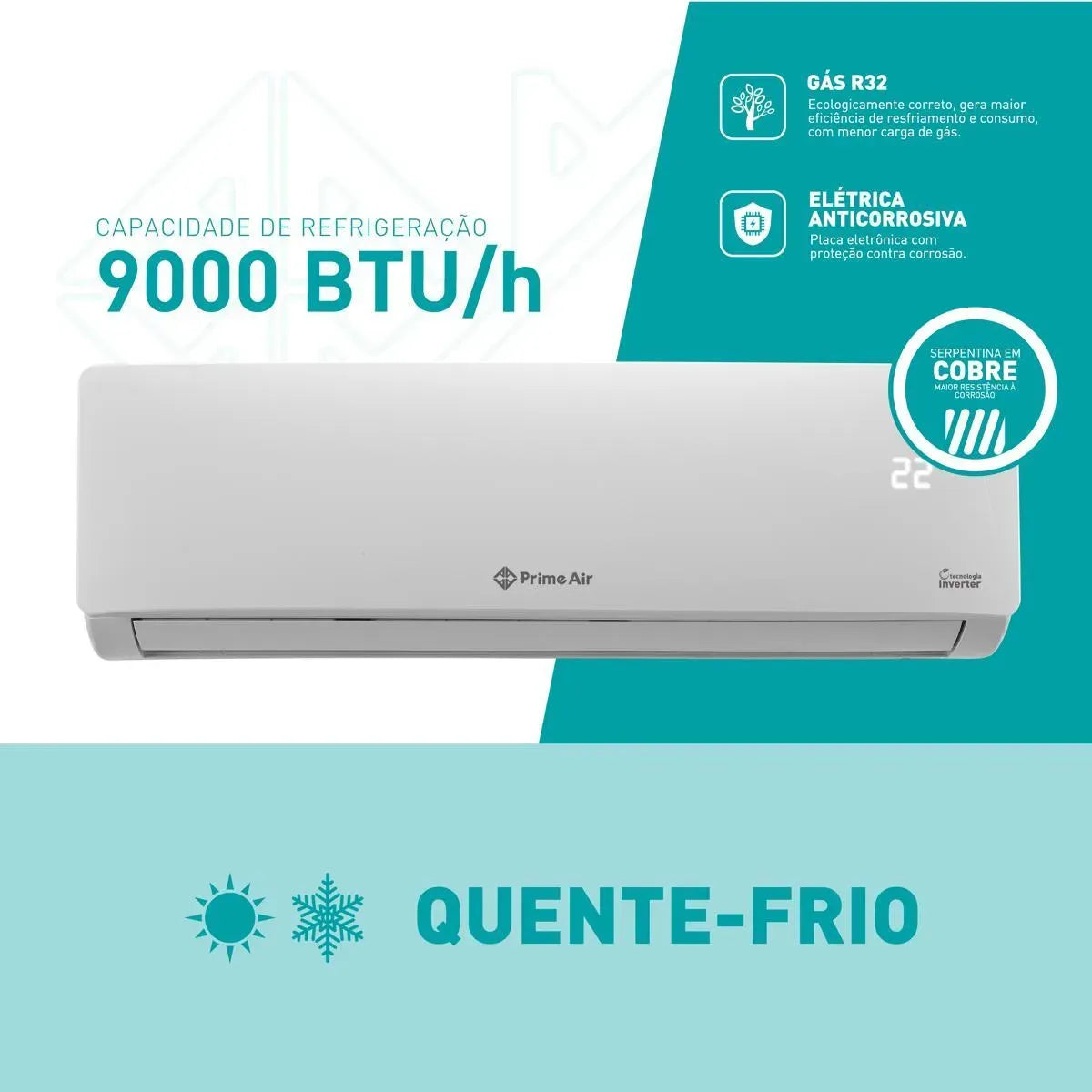 Ar-Condicionado Prime Air Split Inverter 9000BTUs 9QC
