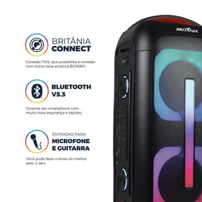 Caixa de Som Amplificada Britânia 650W Flash Lights BCX6801