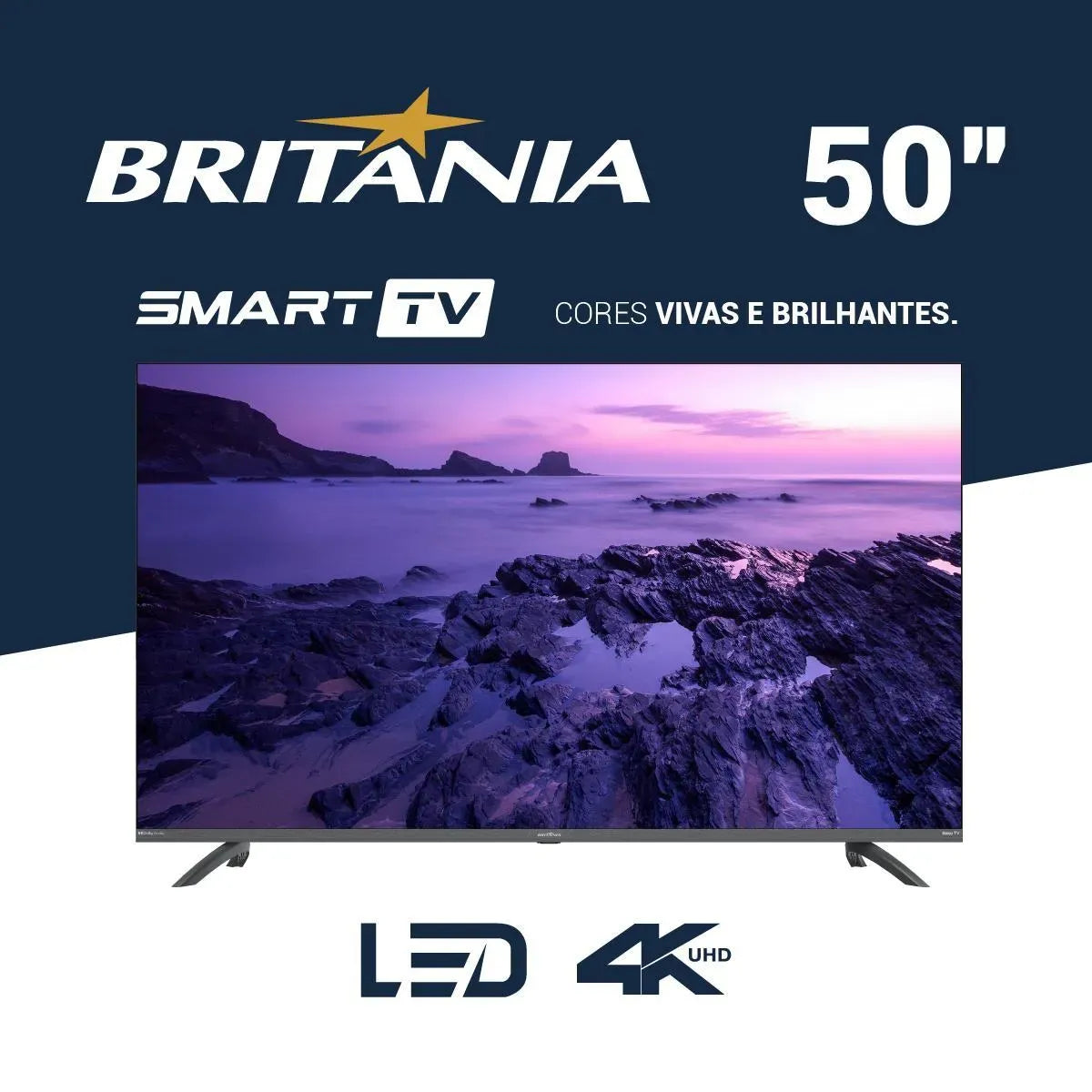 Smart TV 50” Britânia Roku TV Led Dolby Audio BTV50G3ERSGB