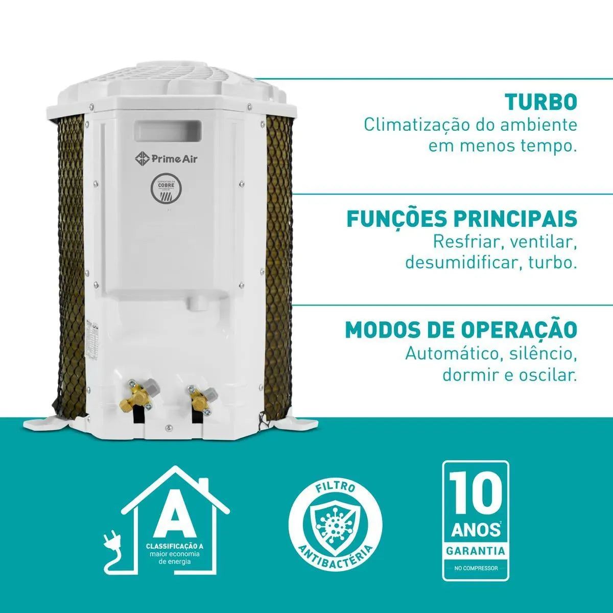 Ar-Condicionado Prime Air Split Inverter 12000BTUs Frio 12FC