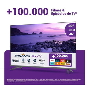 Smart TV 50” Britânia Roku TV Led Dolby Audio BTV50G3ERSGB