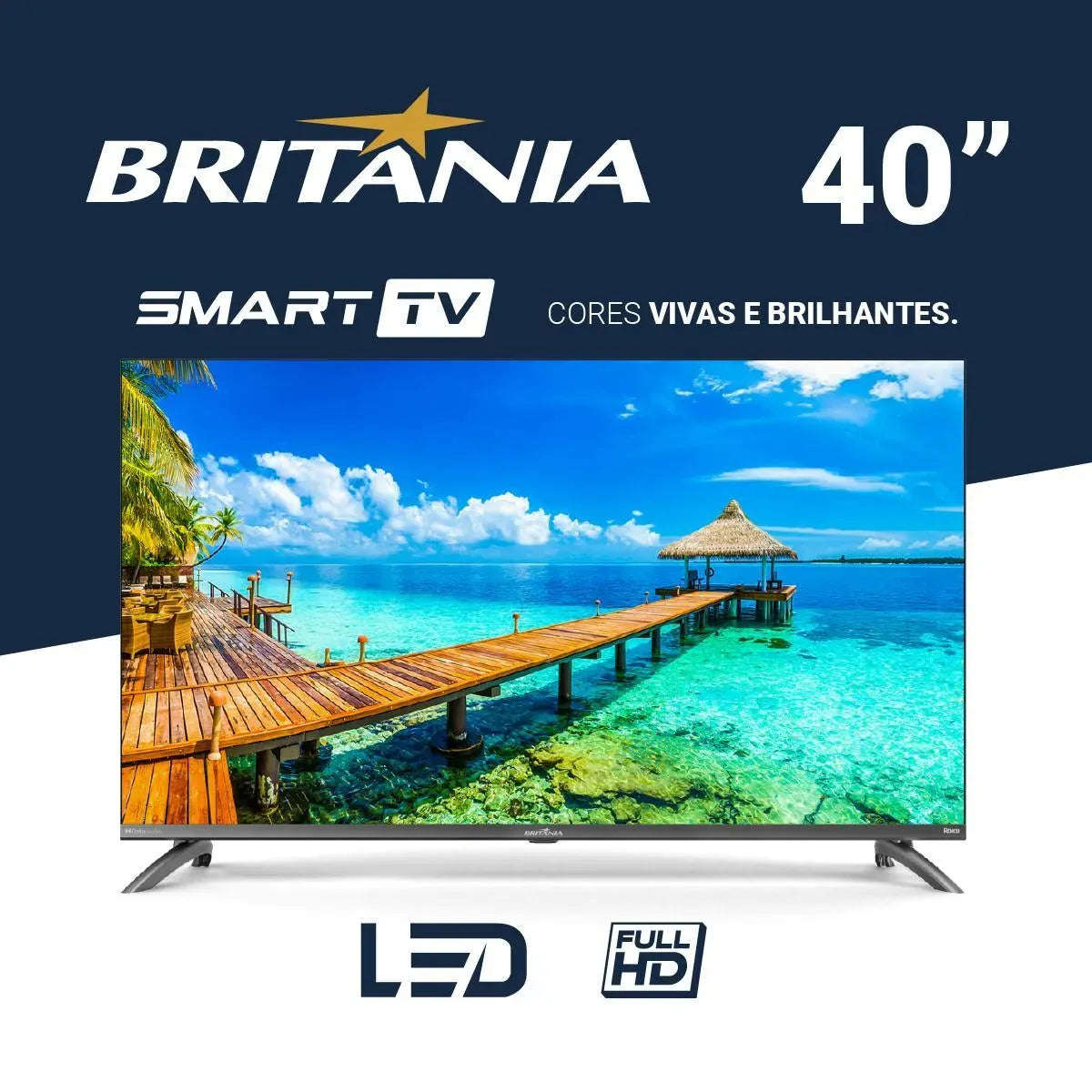 Smart TV 40” Britânia BTV40M9GR2CGB Roku TV LED Dolby Audio