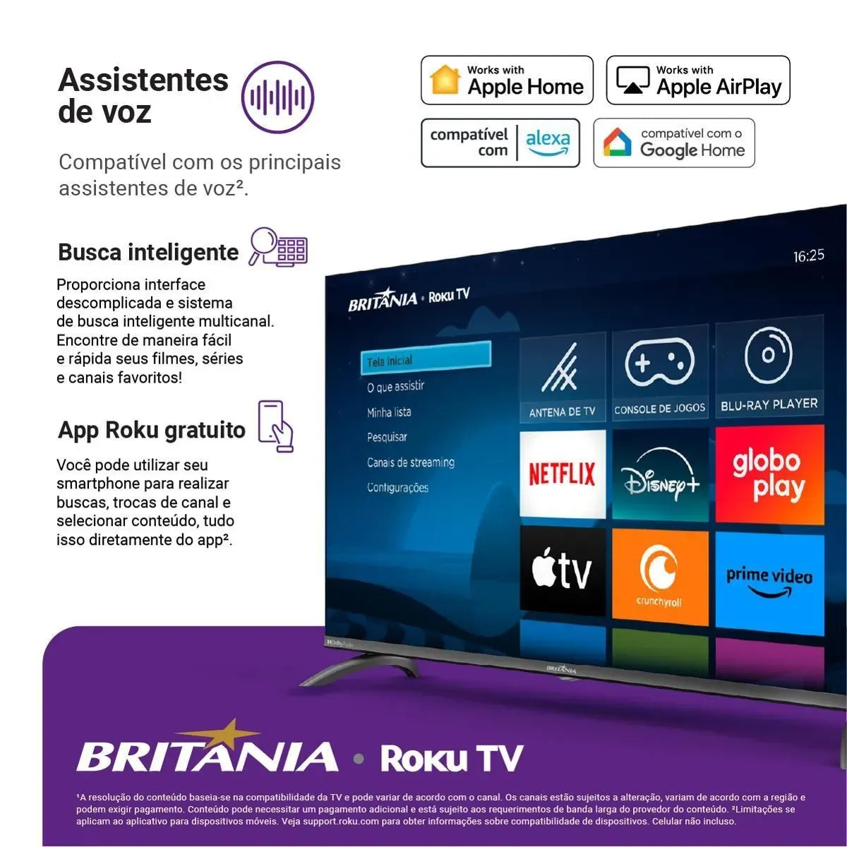 Smart TV 40” Britânia BTV40M9GR2CGB Roku TV LED Dolby Audio