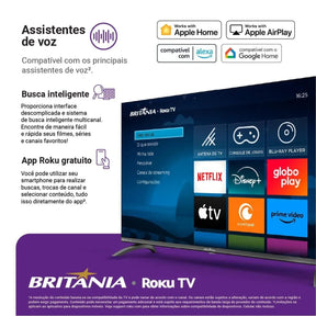 Smart TV 40” Britânia BTV40M9GR2CGB Roku TV LED Dolby Audio